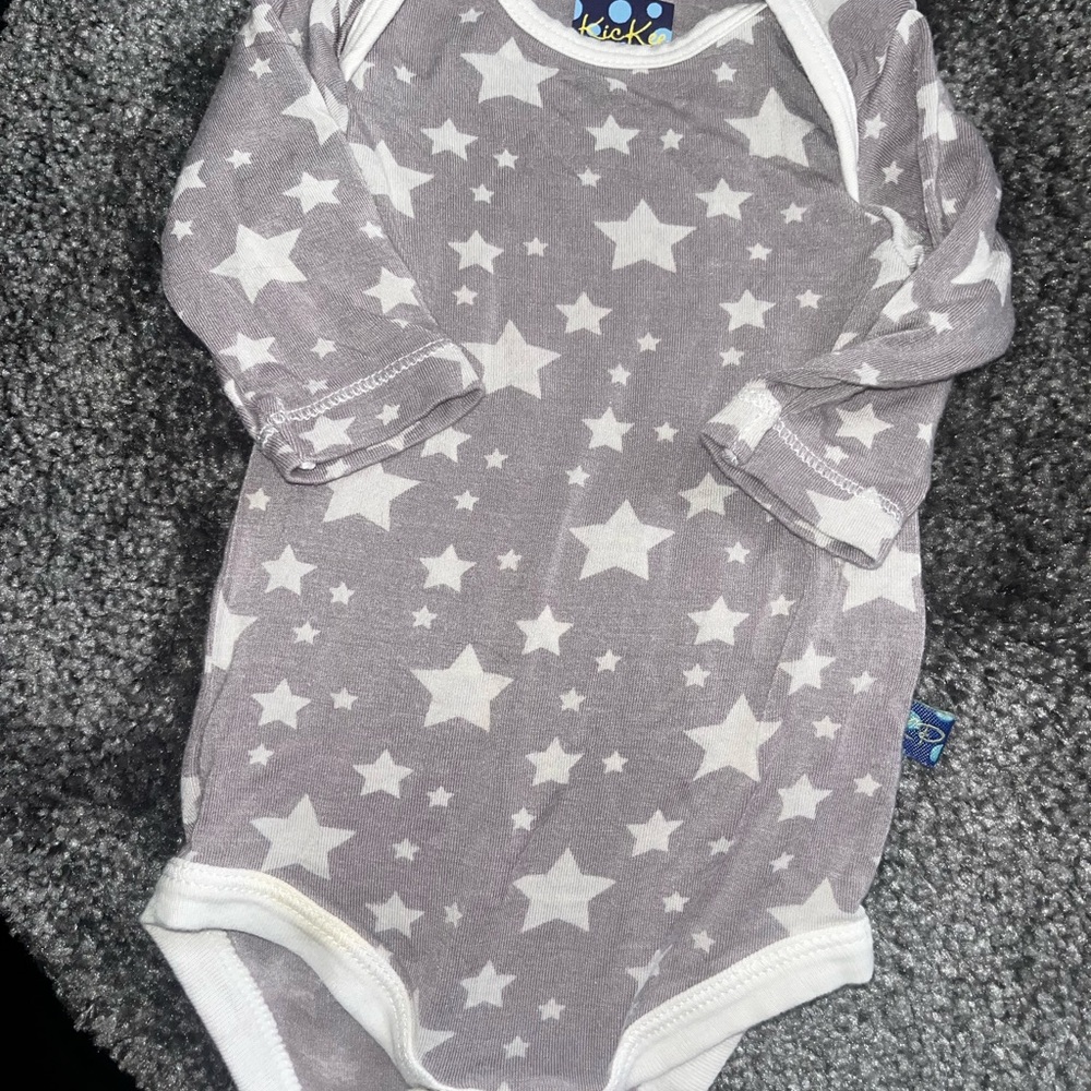 Kickee Pants Gray and White Star One-Piece
